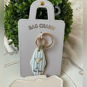 Striped Martini Bag Charm Keychain